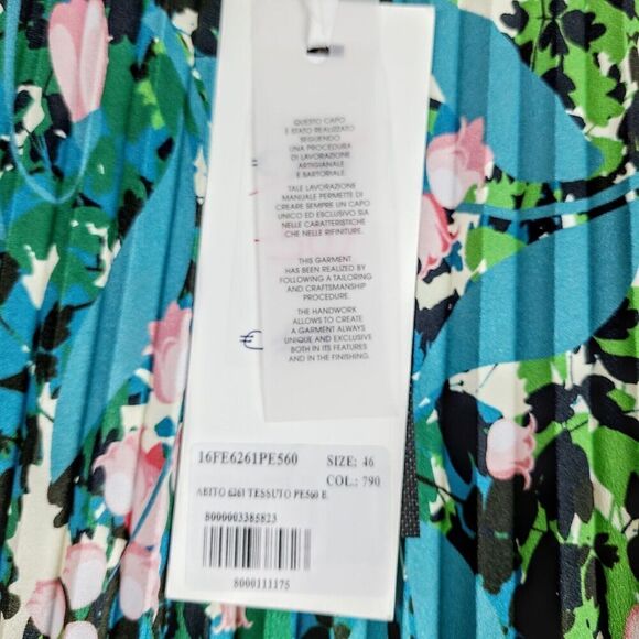 NEW Beatrice B Tank Dress L Blue Green Floral Pleated Sleeveless‎ Maxi gown - Picture 5 of 8